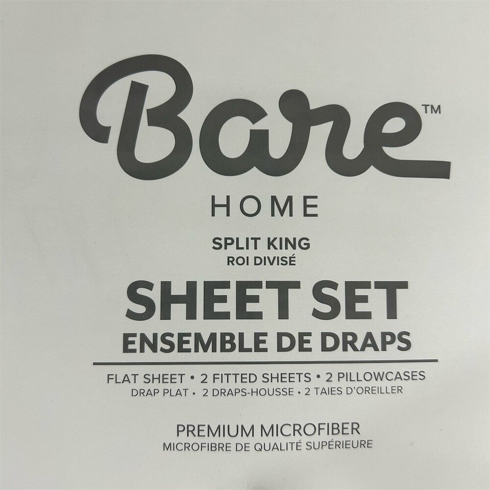 Bare Home Sheet Set Split King 5-Piece Teal Blue Soft Adjustable Bed